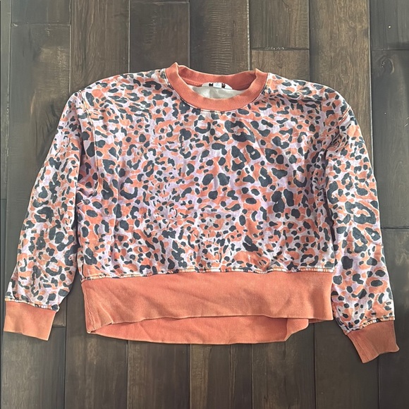 JoyLab Orange and Black Leopard Print Sweatshirt - Picture 1 of 4